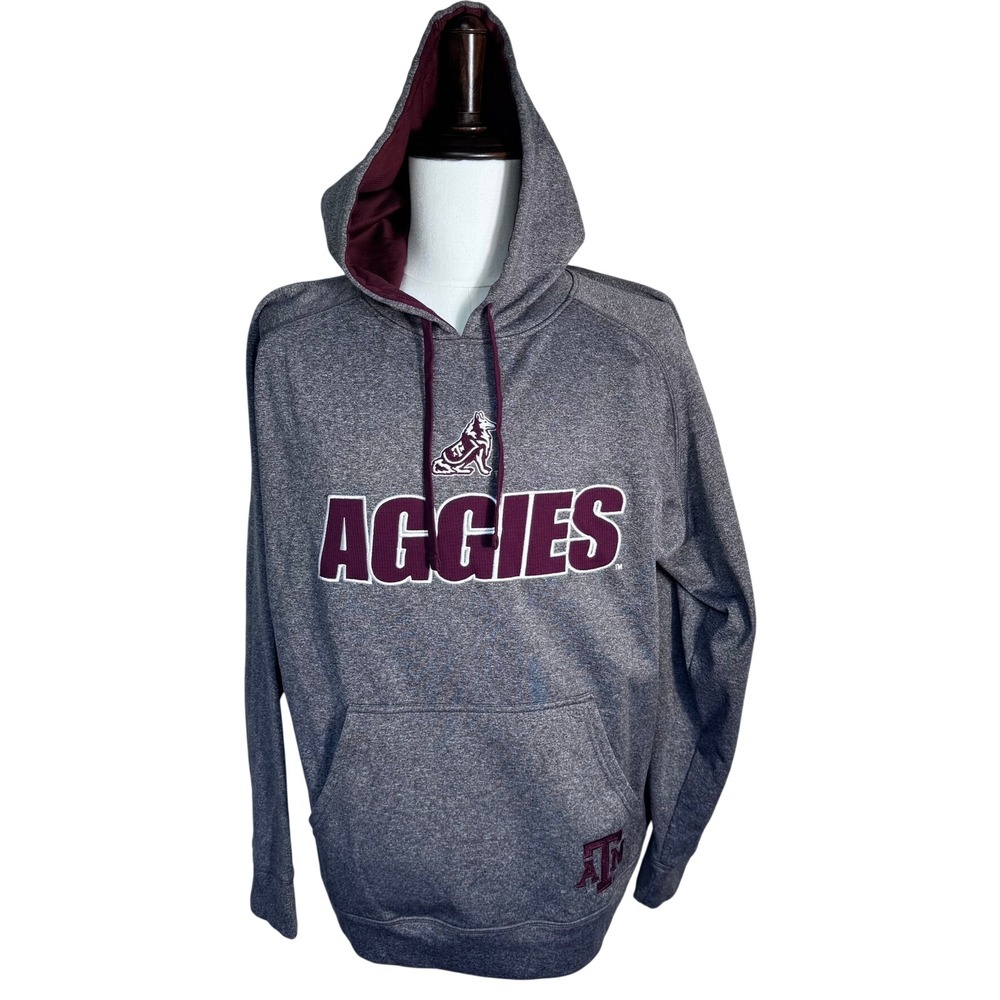 TEXAS A&M Men's Large Gray Maroon Aggies Hoodie‎ Pullover Champion Elite College
